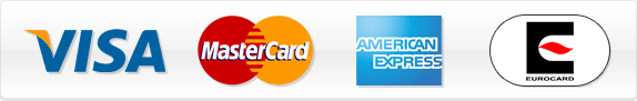 Visa, Mastercard, Amex, Eurocard